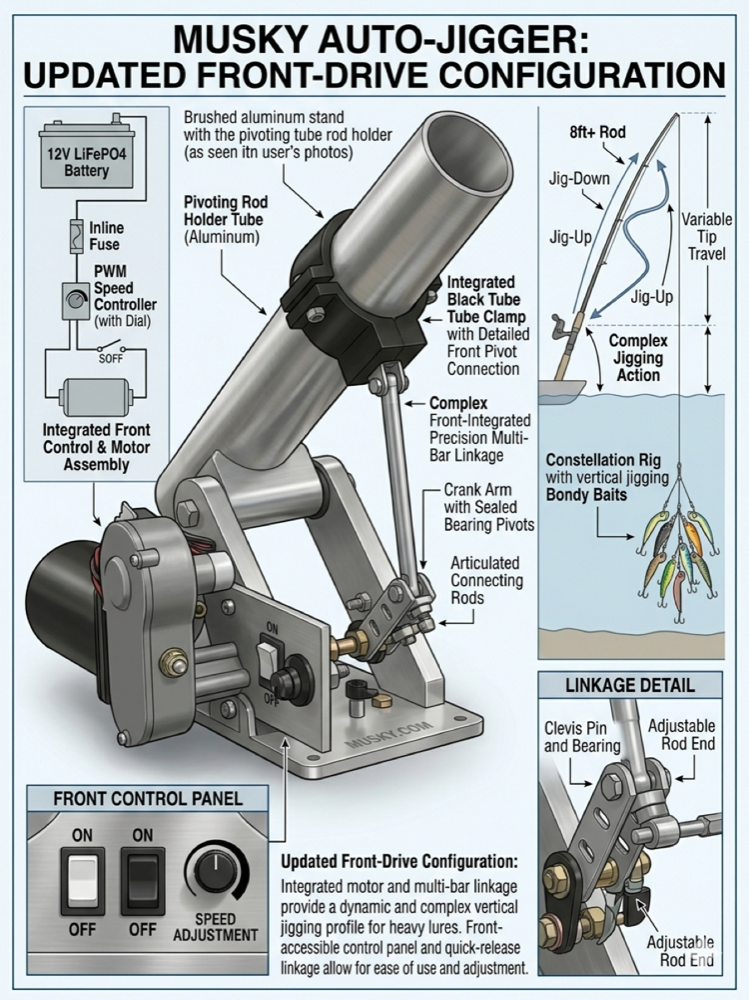 AI-generated technical specification diagram for the Auto-Jig